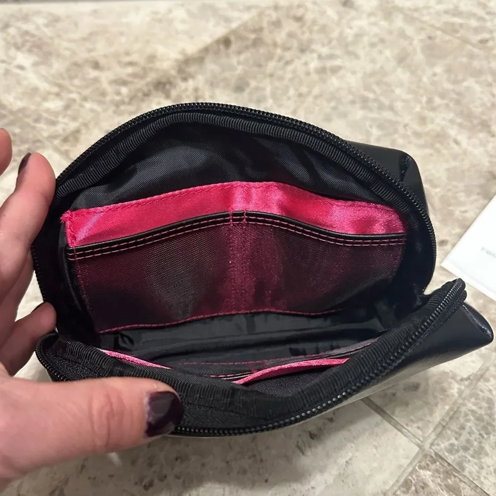 Mary Kay MK Logo Girlfriend Cosmetic Bag Travel Pouch Vintage Black Faux Leather